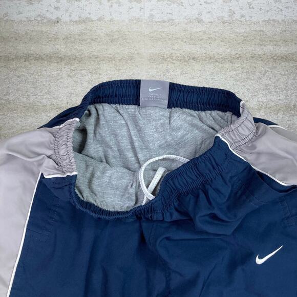 Vintage Y2K Nike Track Pants Youth L Baggy Wide Navy Blue Polyester Sweatpants - Picture 4 of 8